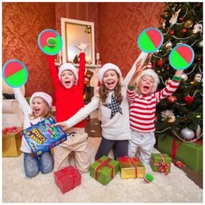 Kids Toys Toss and Catch Ball Set packaged as a Christmas gift for children