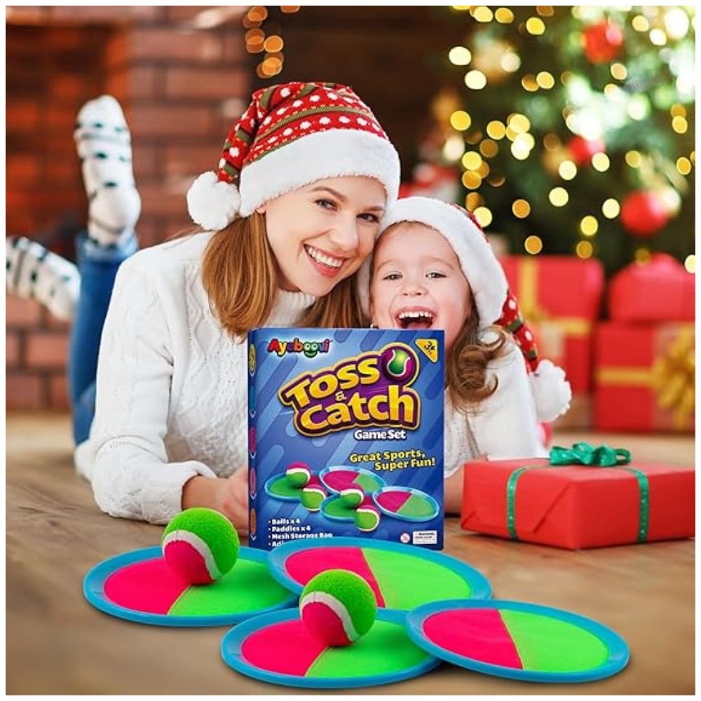 d3 Kids Toys Toss and Catch Ball Set neatly packed in a storage box ready for gifting.