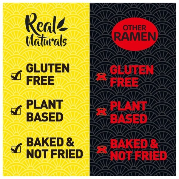Gluten free ramen noodles made from brown rice, plant-based and baked for a healthy meal option