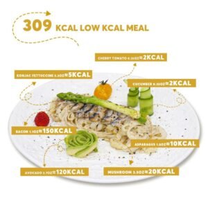 Shirataki Konjac Noodles Fettuccine served as a healthy, low-calorie meal with fresh vegetables