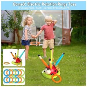 Electric rotation mechanism in the spinning ring toss game for dynamic and exciting play