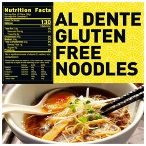 Close-up image of the nutrition facts label, highlighting the low sodium content and gluten-free ingredients of the ramen noodles