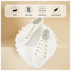 Highlighting key features like thick insoles, non-slip rubber soles, and lace-up design