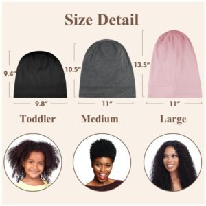 The 100% mulberry silk sleep bonnet shown with its adjustable strap for a customized fit, suitable for various head sizes.
