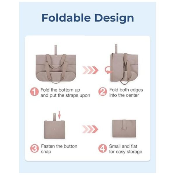 Foldable tote bag for women shown in compact size for easy storage in backpacks and suitcases