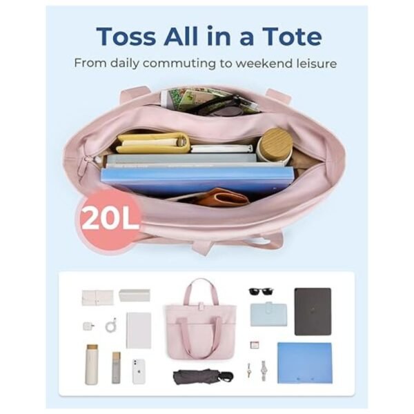 Women using the large tote bag for daily activities like work, shopping, and travel