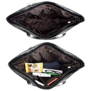 Interior view of the large tote shoulder purse showcasing the organized compartments for storage