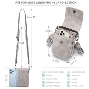 Size reference of the leather crossbody purse with detailed measurements, ensuring a perfect fit for daily essentials.