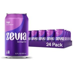 View of Zevia Zero Calorie Soda cans in different flavors