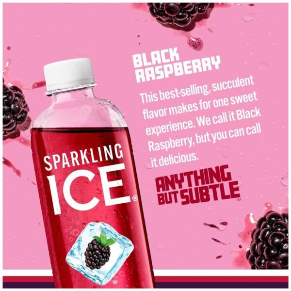 Close-up of fresh black raspberries, highlighting the natural fruit flavor in Sparkling Ice Black Raspberry Sparkling Water