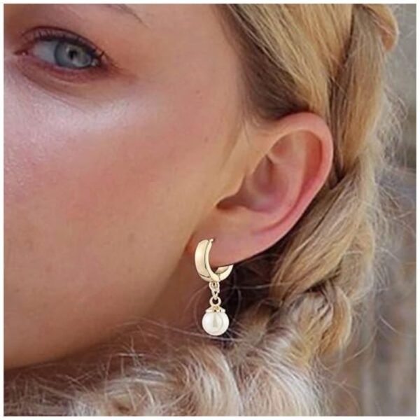 Woman wearing different pairs of gold hoop earrings from the set, demonstrating various styles like chunky hoops and huggies.