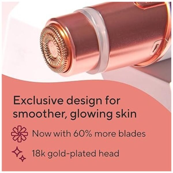 Lipstick-shaped facial hair remover featuring 18-karat gold plating and LED light.