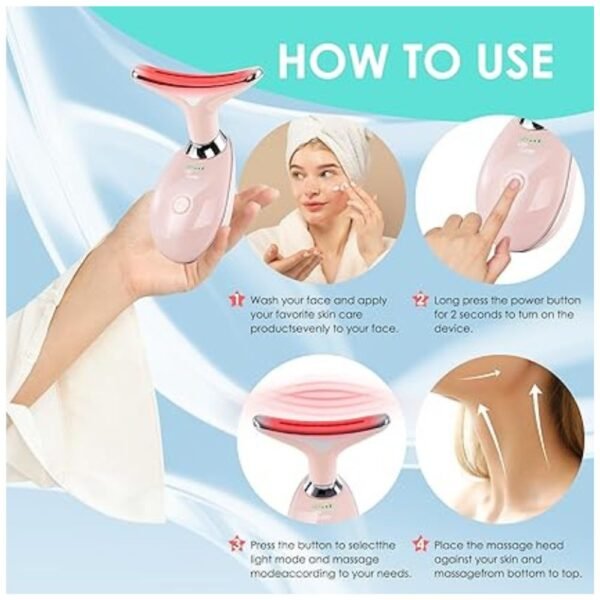 Step-by-step guide on using the facial massager, including applying skincare products and massaging techniques.
