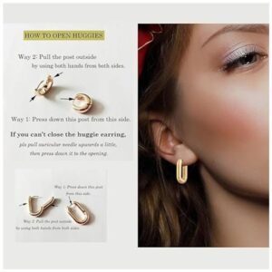 Step-by-step guide showing how to wear the gold hoop earrings, perfect for daily use or special occasions.