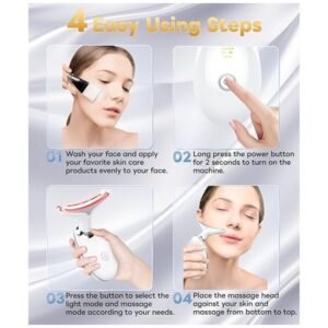Step-by-step guide showing how to use the metal face roller and gua sha tool.