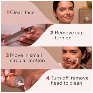 Step-by-step guide showing how to use and clean the facial hair remover easily