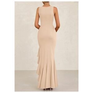 Back view of elegant summer bodycon maxi dress for women