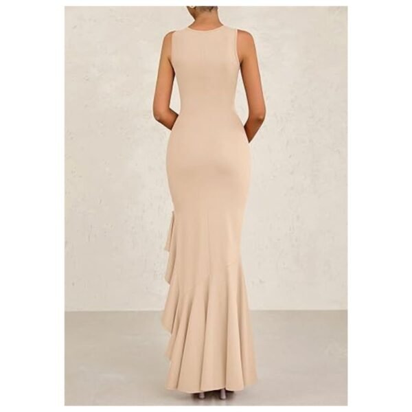 Back view of elegant summer bodycon maxi dress for women