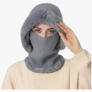 Winter fleece face cover for men and women with windproof design and thickened brim for cold weather protection.