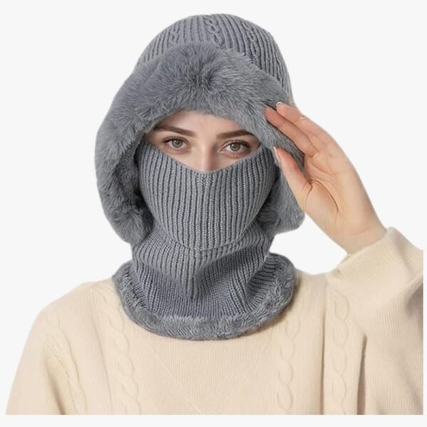Winter fleece face cover for men and women with windproof design and thickened brim for cold weather protection.