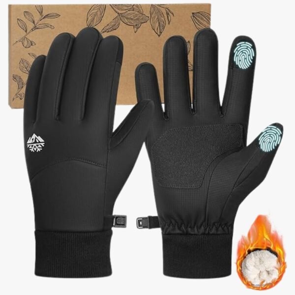Front and back view of winter gloves for extreme cold weather with insulated design and secure fit.