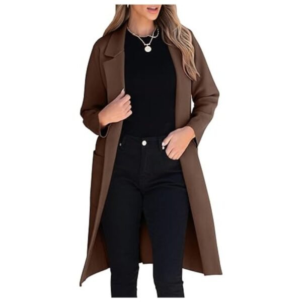 Women's oversized cardigan sweater blazer coatigan with open front and notch lapels, perfect for fall and winter.