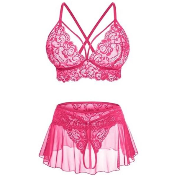 Front View of Women's Lace Lingerie Set
