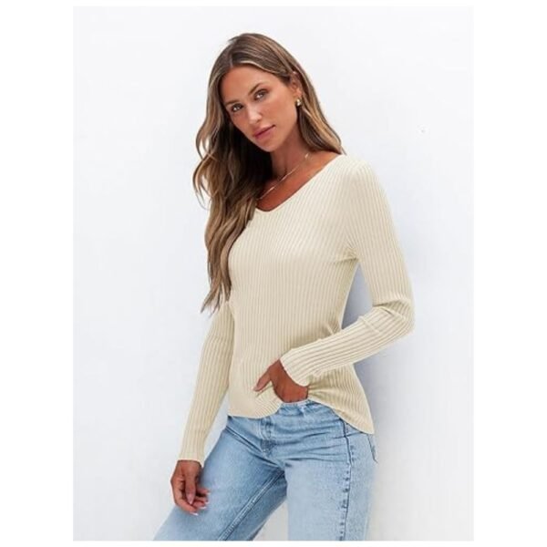 Full view of the women's long sleeve sweater featuring a classic turtleneck and slim fit design, perfect for fall and winter layering