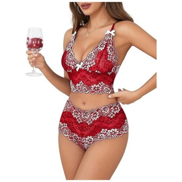 Side view of lace longline bralette and shortie set, highlighting the flattering silhouette and delicate lace material