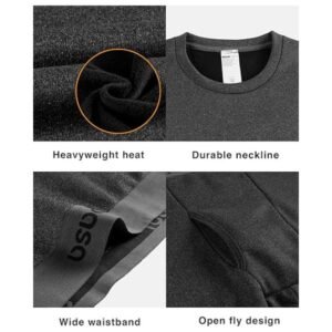 Close-up of thermal underwear features, highlighting the ultra-soft fleece lining and flexible 4-way stretch fabric