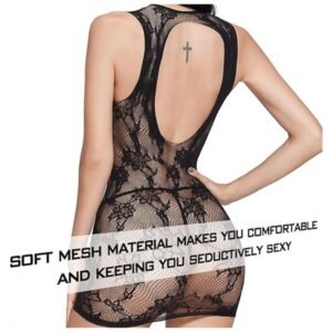 Back view of fishnet bodysuit highlighting the sleek design and smooth, comfortable fit