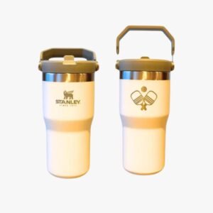 20 oz Stanley Flip Straw Tumbler featuring a stylish pickleball paddle design, perfect for sports enthusiasts.