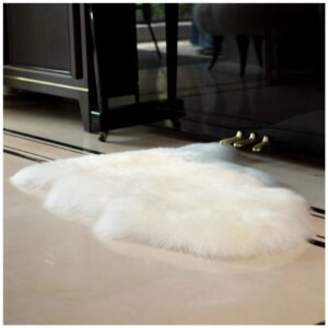Luxurious Australian sheepskin rug placed on the floor, enhancing the room's decor