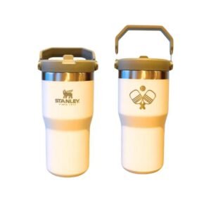 20 oz Stanley Flip Straw Tumbler featuring a stylish pickleball paddle design, perfect for sports enthusiasts.