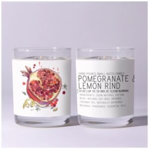 Natural Soy Wax Candle with Pomegranate and Lemon Rind Scent