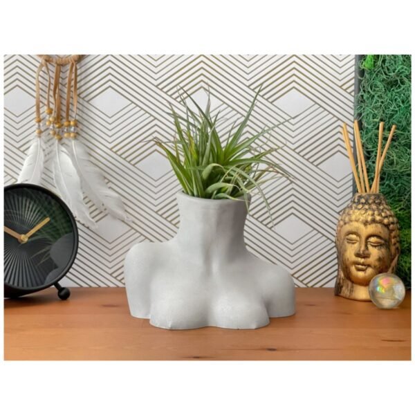 Large female body vase – artistic concrete boob vessel for home decor.