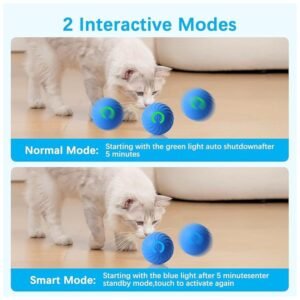 Illustration of different play modes with the motion-activated rolling ball toy inside the mat.