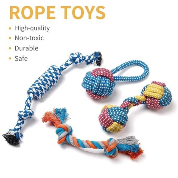 Durable rope chew toy for puppies, part of the 7-pack dog toy set.