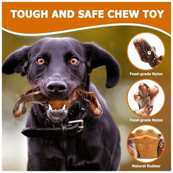 Closeup of raised texture on chew toy for dental cleaning and durability.