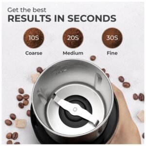 Kaffe Electric Blade Coffee Grinder with a 4.5oz capacity, perfect for small batches of fresh coffee