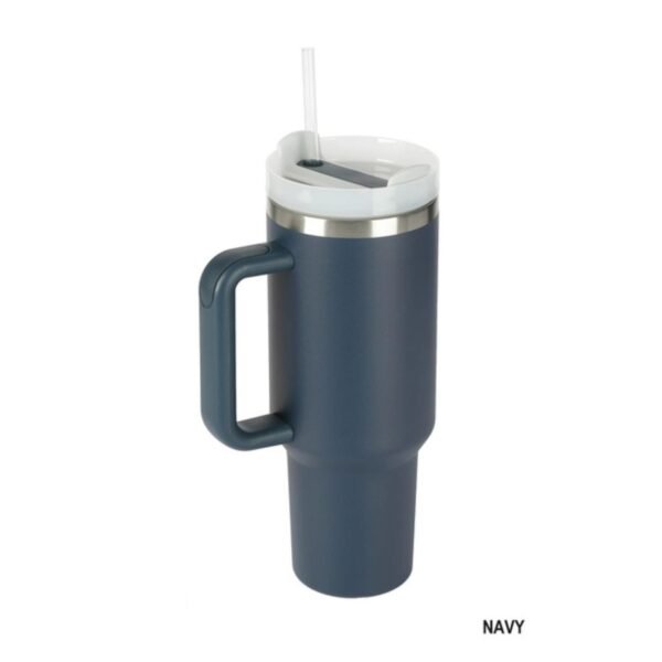 40oz stainless steel tumbler with straw and ergonomic handle