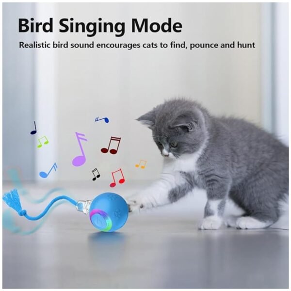 Cat toy emitting realistic bird chirping sounds to stimulate pet curiosity and excitement.