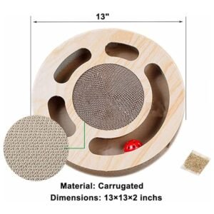 Close-up showing the size and shape of the 3-in-1 cat toy, with clear dimension details