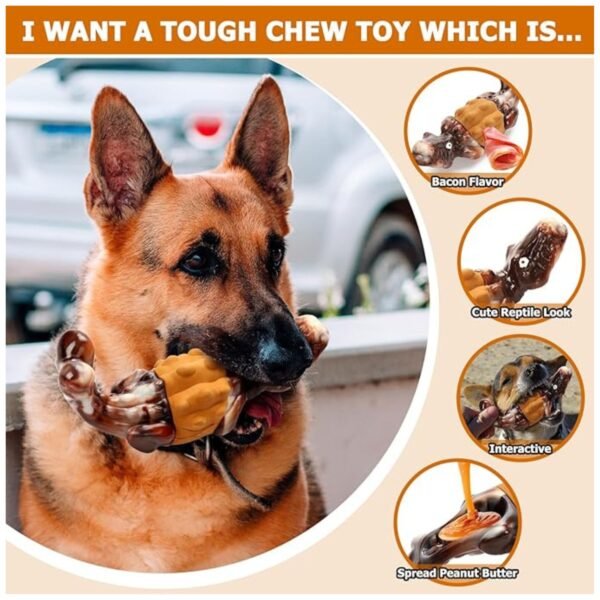 Closeup of raised texture on chew toy for dental cleaning and durability.