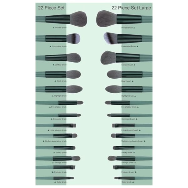 Complete 22-piece makeup brush set with all tools, including brushes, sponges, and silicone accessories