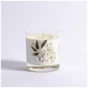 Natural soy wax candle with musky jasmine, warm honey, and orange blossom scent.