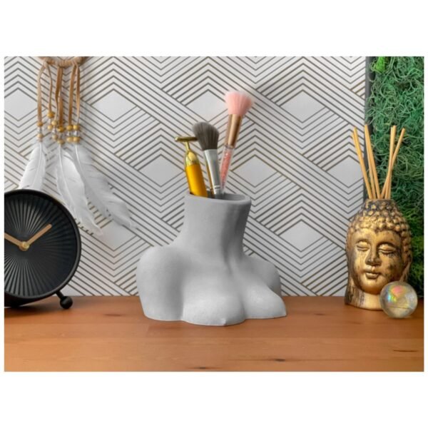 Large female body vase – artistic concrete boob vessel for home decor.