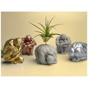 Male body air plant holder – sculptural concrete torso planter.