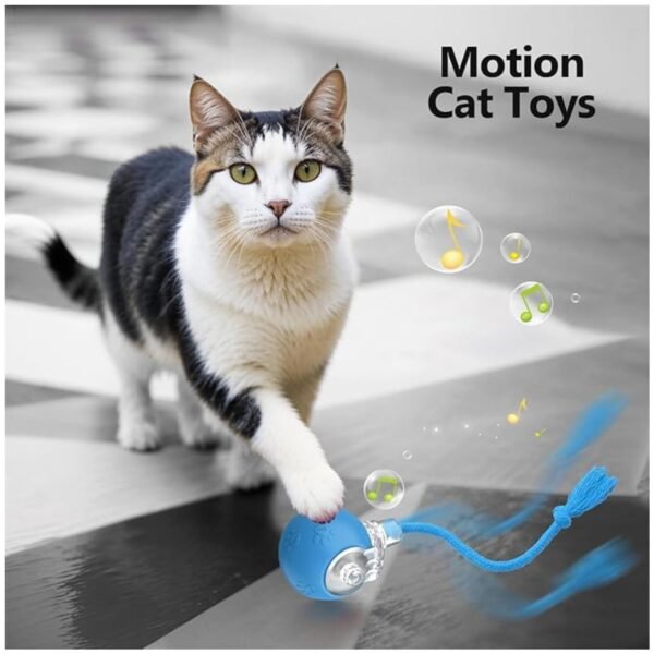 Close-up of the cat toy in motion, with its rotating tail teaser capturing a pet's attention.