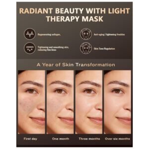 Before and after results demonstrating the effectiveness of the LED therapy mask for skin rejuvenation